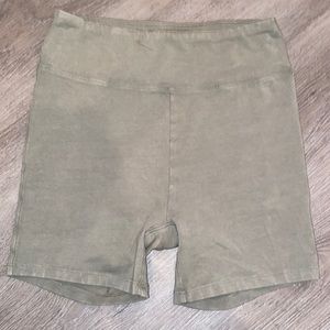 Free People Olive Green Biker Shorts
